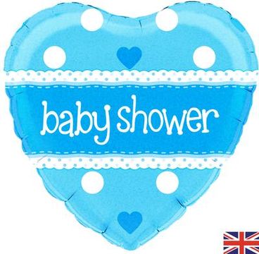 Oaktree 18inch Baby Shower Heart Blue Holographic - Foil Balloons